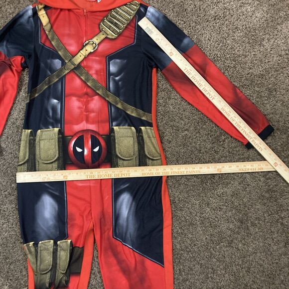MARVEL Adult Deadpool Hooded 1 Piece Union Suit Pajamas Costume Cosplay Size M - Picture 5 of 14